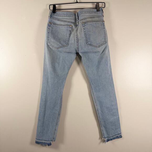 Rag & Bone Dre Capri Jeans Marina Blue Distressed Skinny Cropped Womens Size 24 - Picture 7 of 13